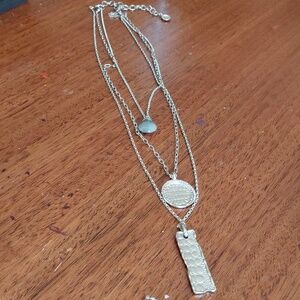Brighton 3 Piece Steel Aligator Textured Interchangable Cz Accent Necklace